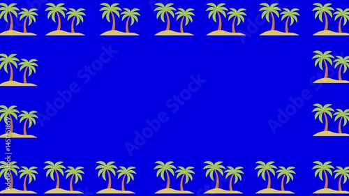 Wallpaper Mural coconut trees icons frame blue background. Torontodigital.ca