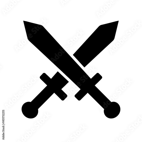  very simple flat and single minimalist Swords Silhouettes in black on a white background 