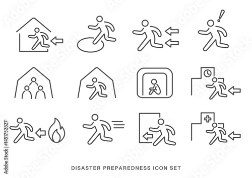 避難アイコンセット（シンプル線画）
