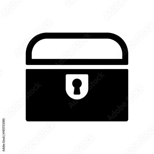  very simple flat and single minimalist Treasure Chest Silhouettes in black on a white background 