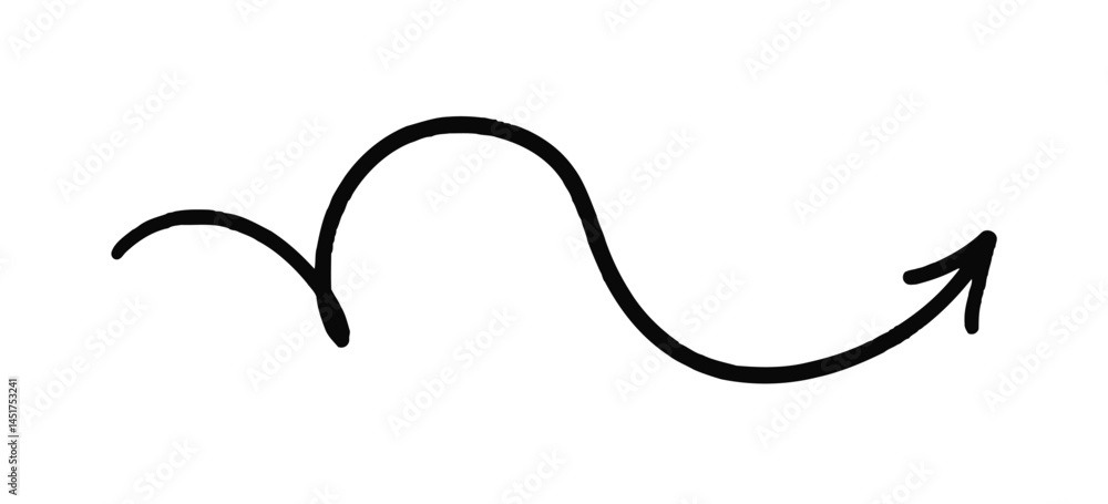 Hand-drawn Arrow with Wavy Path and Upward Point Hand-drawn Arrow with Wavy Path and Upward Point