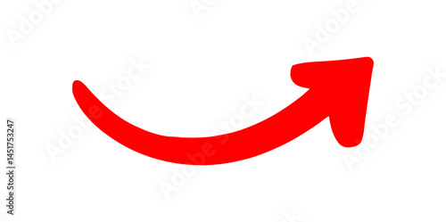 Curved Red Hand-Drawn Upward Arrow Graphic