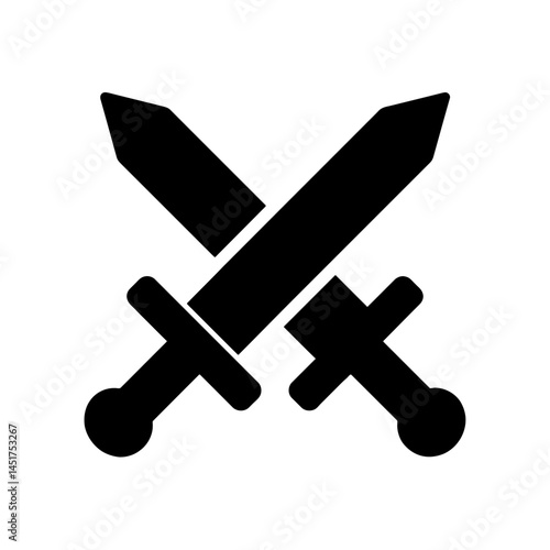  very simple flat and single minimalist Swords Silhouettes in black on a white background 