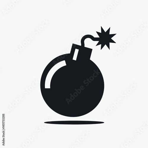  very simple flat and single minimalist Bomb Silhouettes in black on a white background 