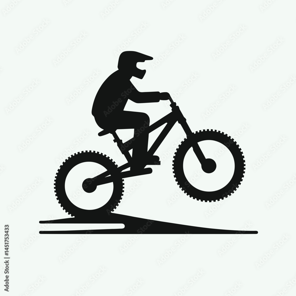 Fototapeta premium very simple flat and single minimalist Snowbike Silhouettes in black on a white background