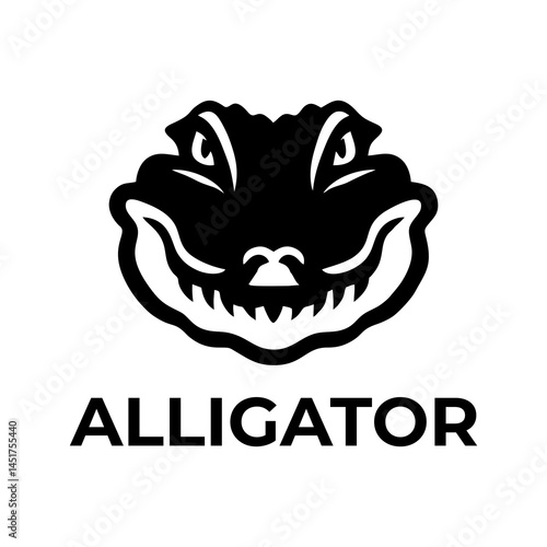 Reptile Alligator Silhouette Vector Illustration Showing a Scary Predator Creature in the Wild Tropical Swamp Jungle with Sharp Teeth Dangerous Lurking Pose for Graphic and Digital Design