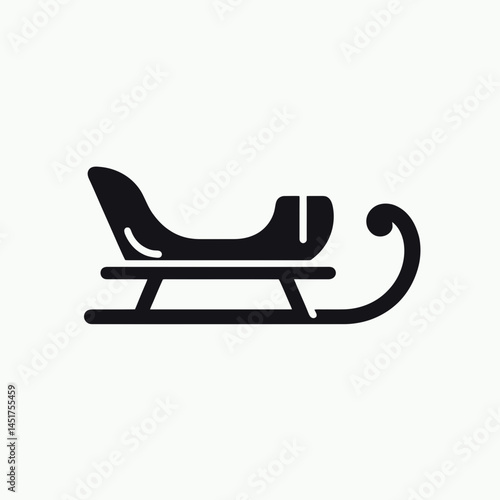  very simple flat and single minimalist Snow Sledge Silhouettes in black on a white background