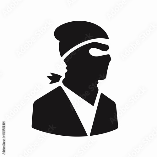  very simple flat and single minimalist Thief Silhouettes in black on a white background