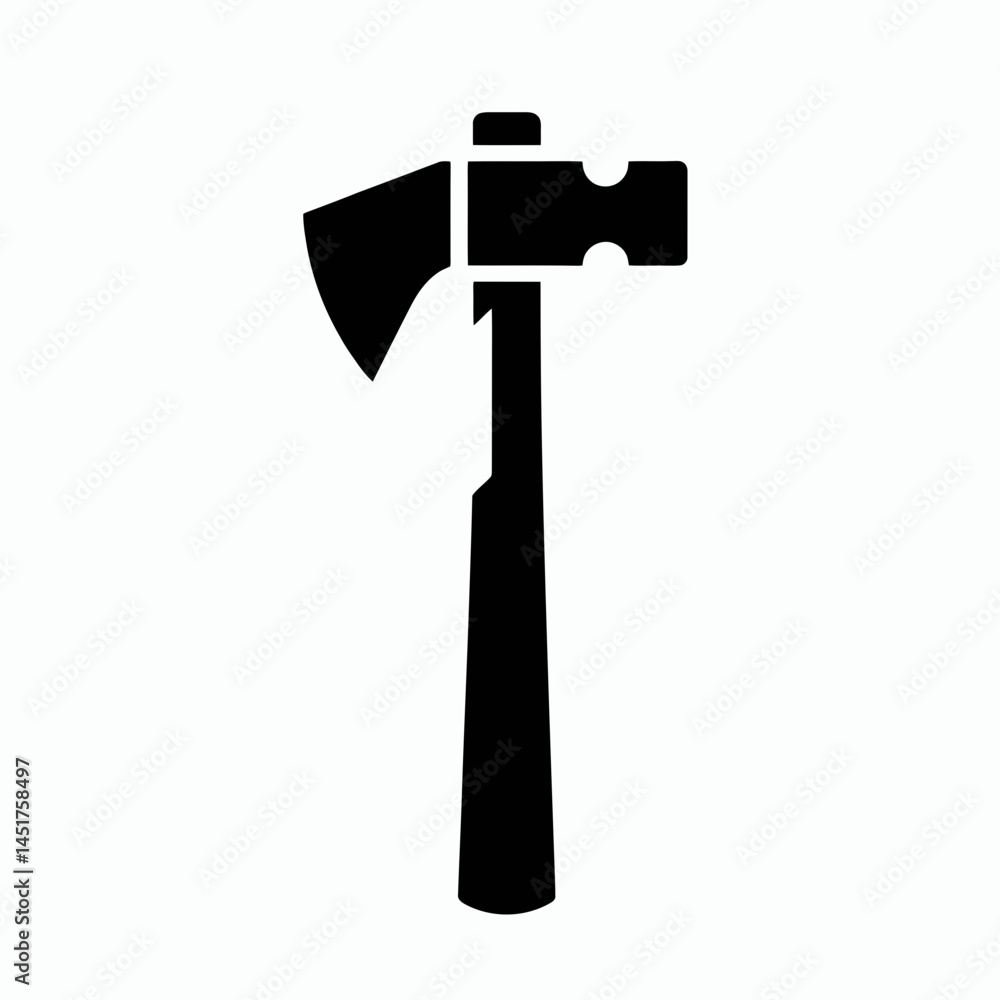 very simple flat and single minimalist Hammer Axe Silhouettes in black on a white background very simple flat and single minimalist Hammer Axe Silhouettes in black on a white background