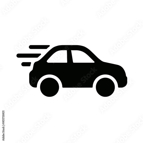  very simple flat and single minimalist Moving Car Silhouettes in black on a white background