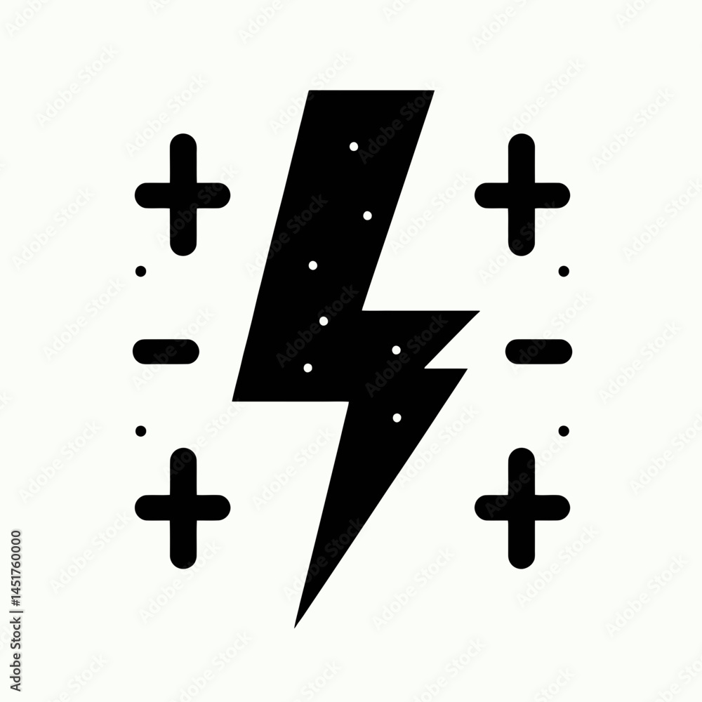 Obraz premium very simple flat and single minimalist Electric Bolt Silhouettes in black on a white background 
