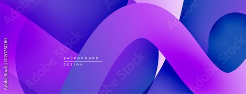 Abstract fluid shapes, vibrant purple, blue gradients. Modern design, smooth curves create dynamic composition. Background element.