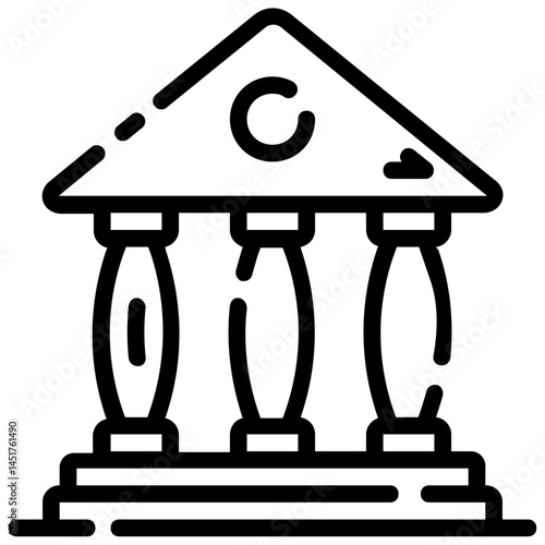 bank building vector outline icon