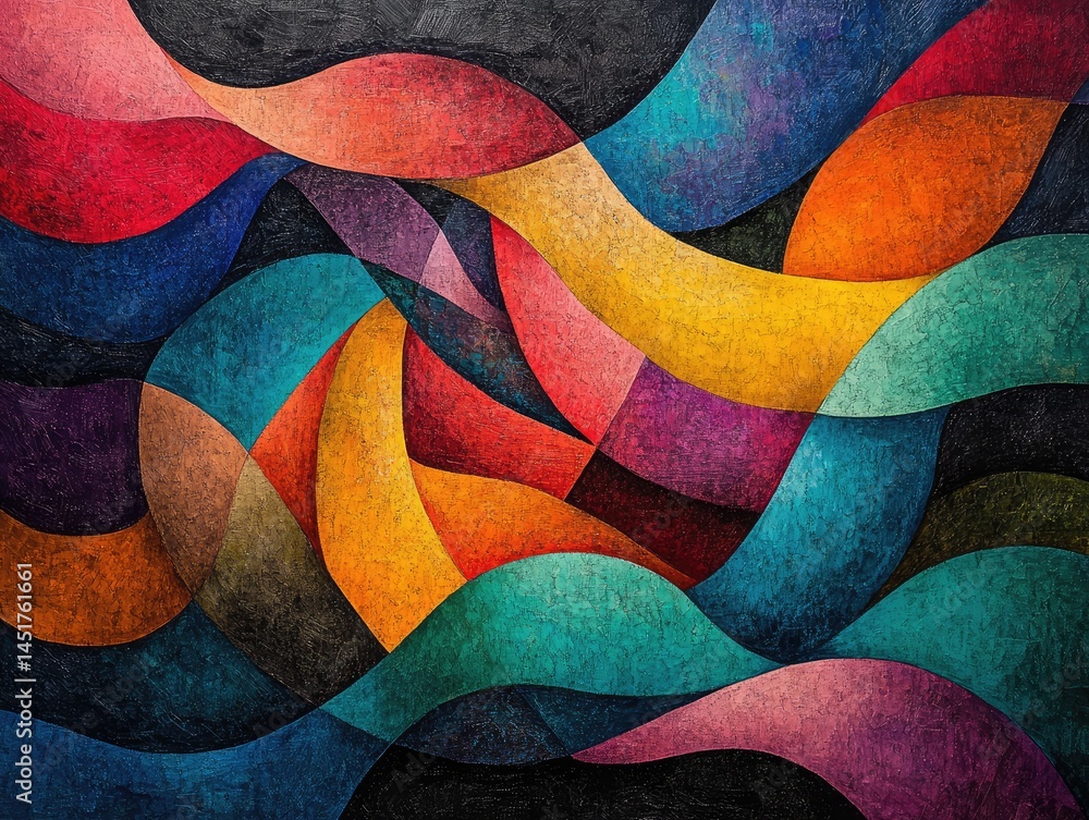 Fototapeta premium Abstract composition showcasing a harmonious blend of colors and shapes creating a visually captivating and vibrant artistic expression