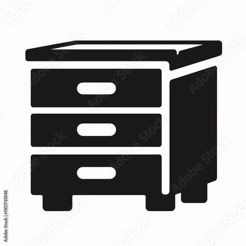  very simple flat and single minimalist Drawer Unit Silhouettes in black on a white background