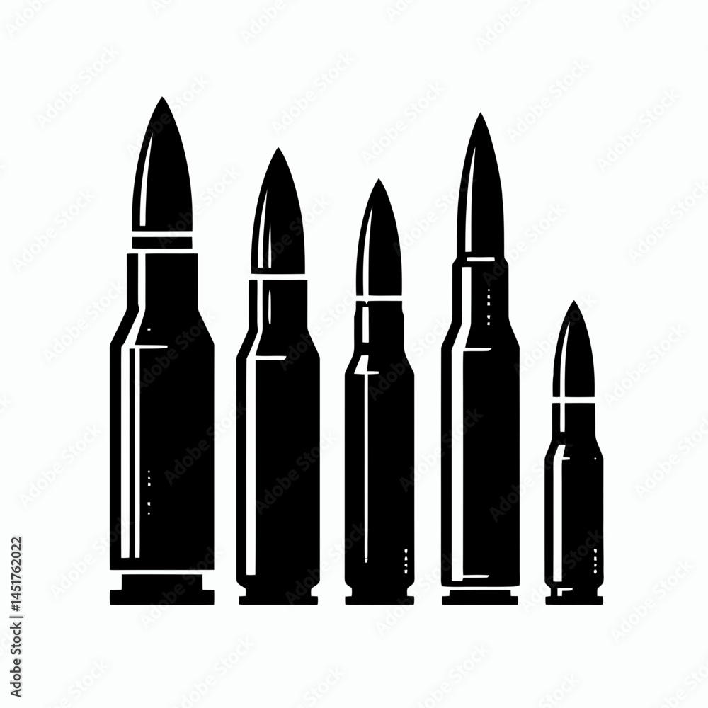 very simple flat and single minimalist Bullet Silhouettes in black on a white background very simple flat and single minimalist Bullet Silhouettes in black on a white background