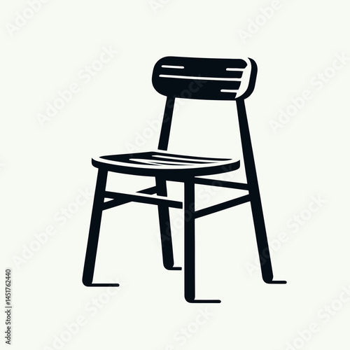  very simple flat and single minimalist Wooden Chair Silhouettes in black on a white background