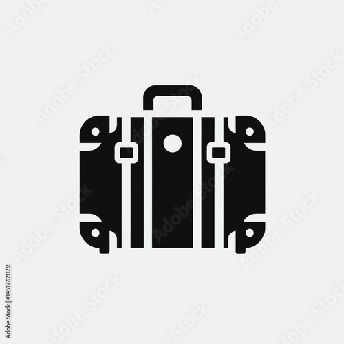  very simple flat and single minimalist Luggage Silhouettes in black on a white background