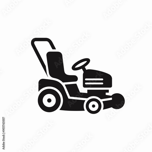  very simple flat and single minimalist Lawn Mower Silhouettes in black on a white background