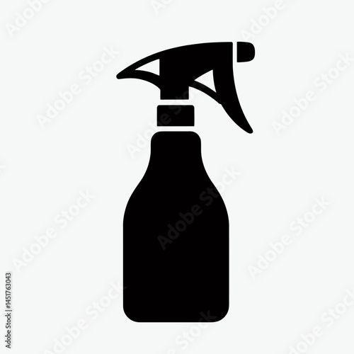  very simple flat and single minimalist Trigger Spray Bottle Silhouettes in black on a white background
