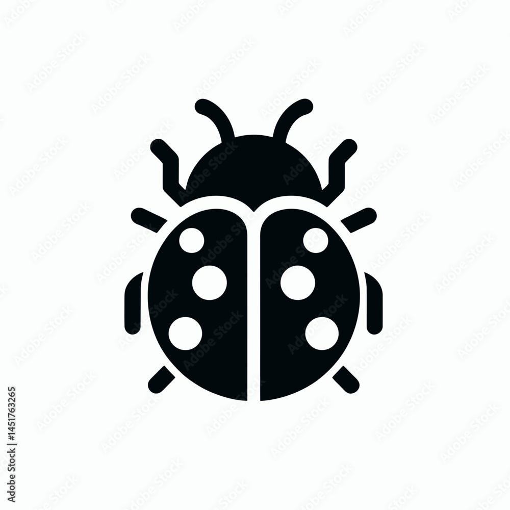very simple flat and single minimalist Lady Bug Silhouettes in black on a white background very simple flat and single minimalist Lady Bug Silhouettes in black on a white background