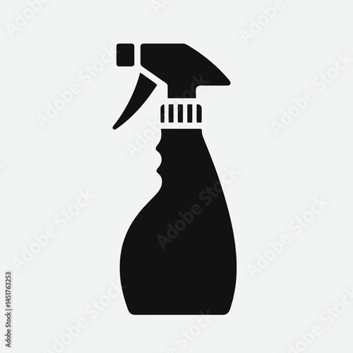  very simple flat and single minimalist Trigger Spray Bottle Silhouettes in black on a white background 