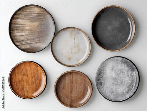 set of wooden bowls isolated