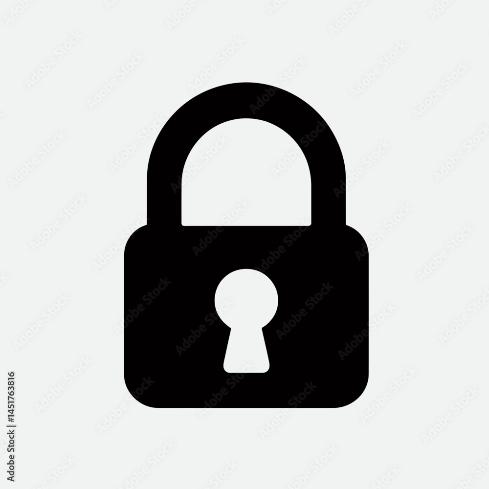 very simple flat and single minimalist Lock Silhouettes in black on a white background very simple flat and single minimalist Lock Silhouettes in black on a white background