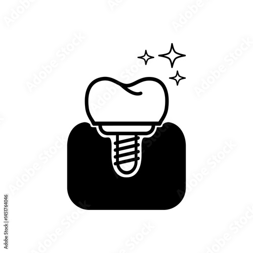 Dental implantation, Tooth restoration symbol, Dental care. Vector illustration design