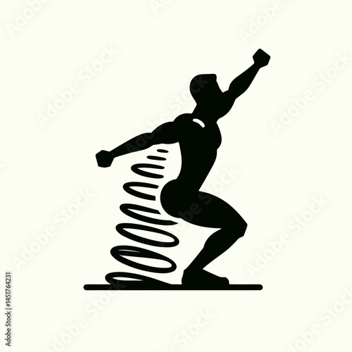  very simple flat and single minimalist Fitness Springs Silhouettes in black on a white background 