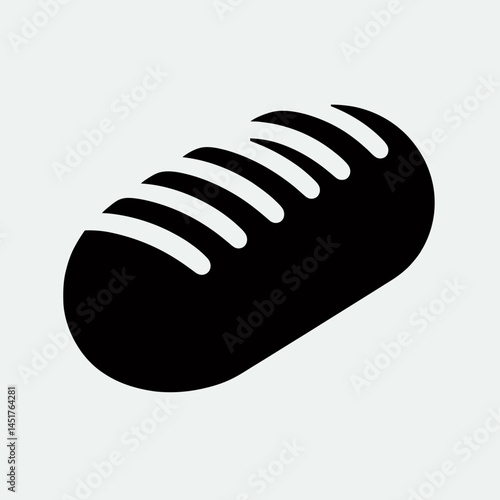 very simple flat and single minimalist Loaf of Bread Silhouettes in black on a white background