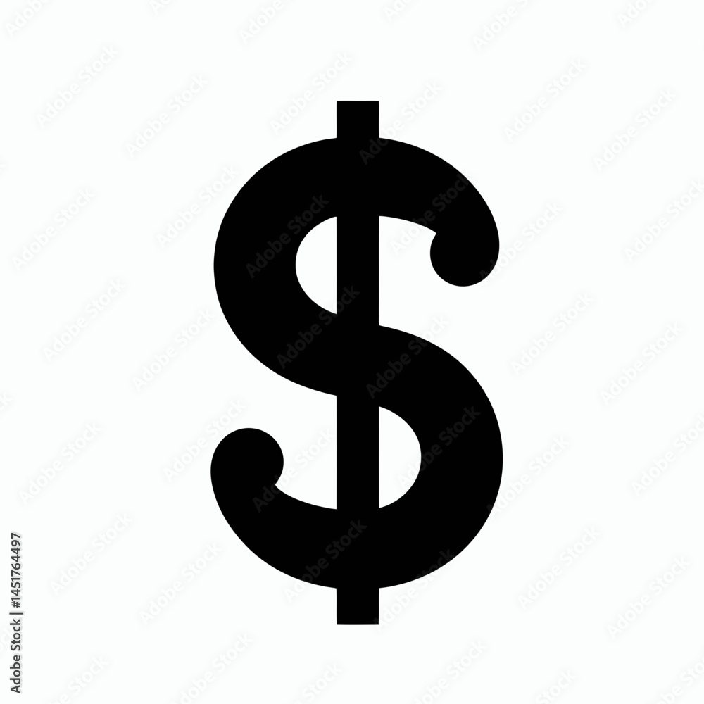 very simple flat and single minimalist Dollar Symbol Silhouettes in black on a white background very simple flat and single minimalist Dollar Symbol Silhouettes in black on a white background