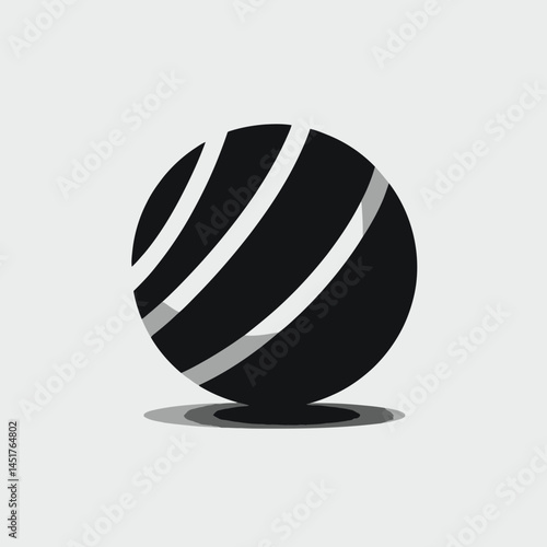  very simple flat and single minimalist Fitness Ball Silhouettes in black on a white background