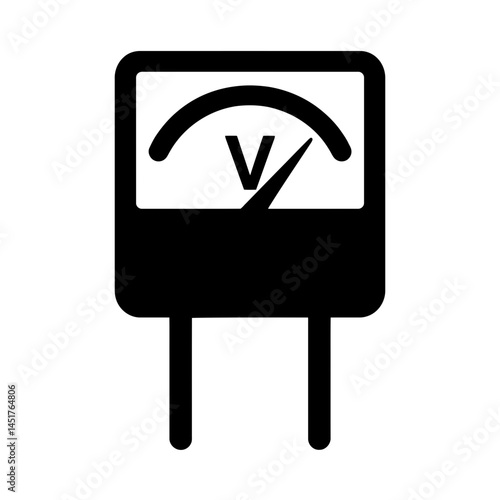  very simple flat and single minimalist Voltmeter Silhouettes in black on a white background