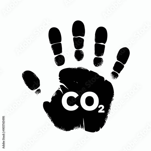  very simple flat and single minimalist CO Handprint Silhouettes in black on a white background 