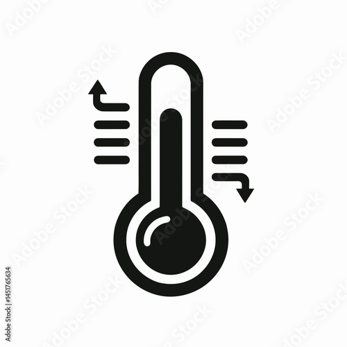  very simple flat and single minimalist Hot Thermometer Silhouettes in black on a white background 