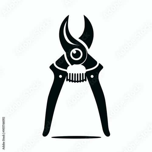  very simple flat and single minimalist Pruners Silhouettes in black on a white background