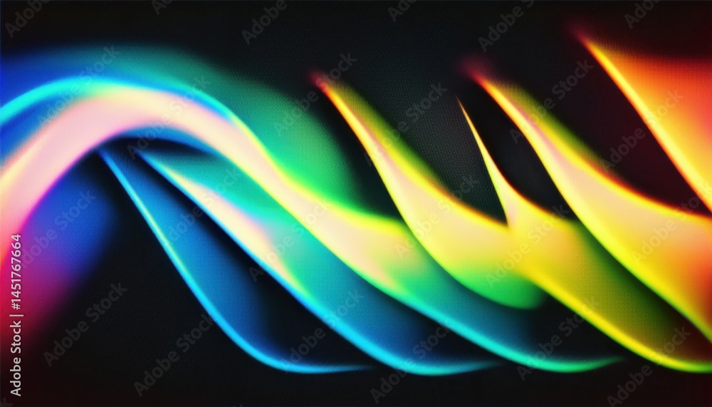 Naklejka premium vibrant neon light waves on dark background for digital design, abstract motion lines graphic for web design, branding, posters, or print media