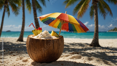 Wallpaper Mural coconut cocktail on tropical beach Torontodigital.ca