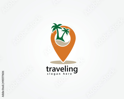 creative tour and travel logo two palm trees inside pin logo design inspiration