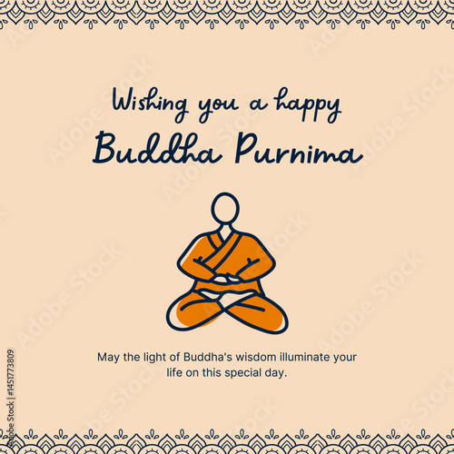 Cream Illustrative Buddha Purnima Instagram Post