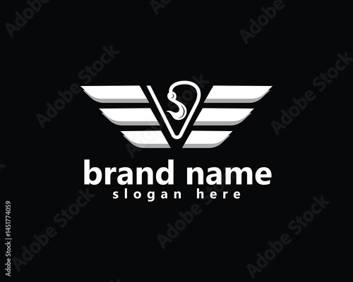 towing logo, towing hook with two wings, logo design template