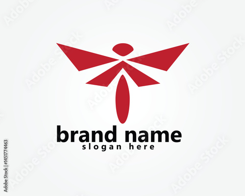 dragonfly logo abstract red dragonfly logo design template