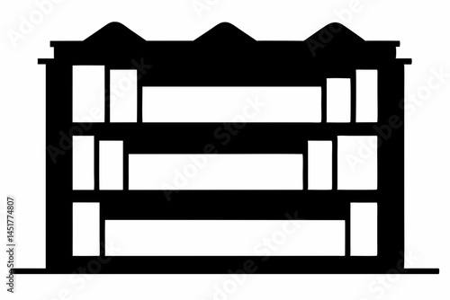 Empty Bookshelf Silhouette Vector Illustration 
