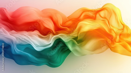 Colorful fabric flowing, studio, white background, design
