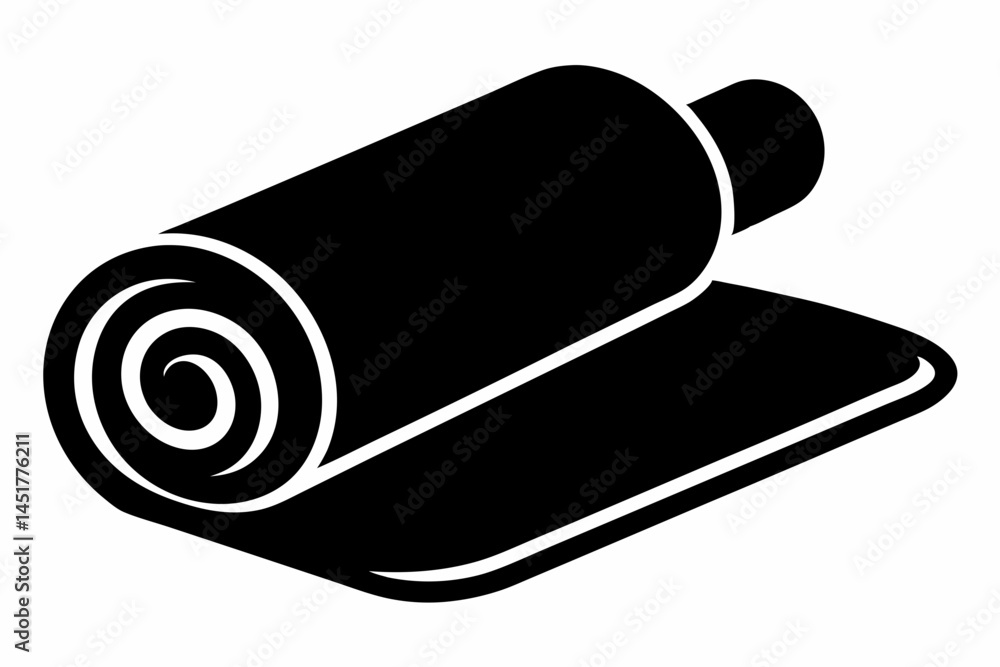 Rolled Dish Drying Mat Silhouette Vector Illustration Rolled Dish Drying Mat Silhouette Vector Illustration