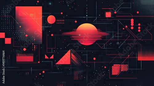 Futuristic technology abstract background with geometric shapes and lines, showcasing advanced system designs for modern concepts