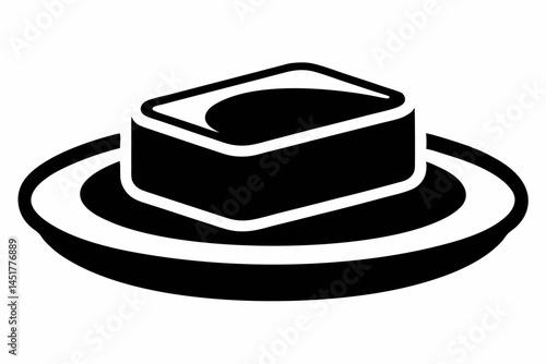 Soap Bar On Dish Silhouette Vector Illustration 