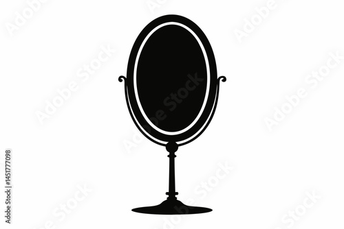 Standing Mirror Silhouette Vector Illustration 