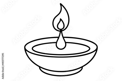 Tealight Candle Line Art Vector Illustration